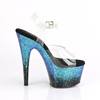 Pleaser - ADORE708SS Sandale à bride à la cheville, Pole dance chaussures - Turquoise/Noir Product image